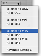 Rip Audio CD to AAC M4A on mac OS X