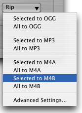 Rip Audio CD to AAC M4B on mac OS X