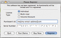 MusicMan Registration Dialog