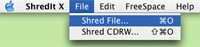 ShredIt File Shredder for Mac OS X secure delete fiels from menu